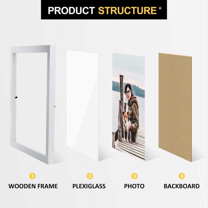 Forev 8x10 Double Picture Frame Wooden Hinged Photo Frame Definition Glass Stand Vertically on Desktop or Tabletop White - Image 3